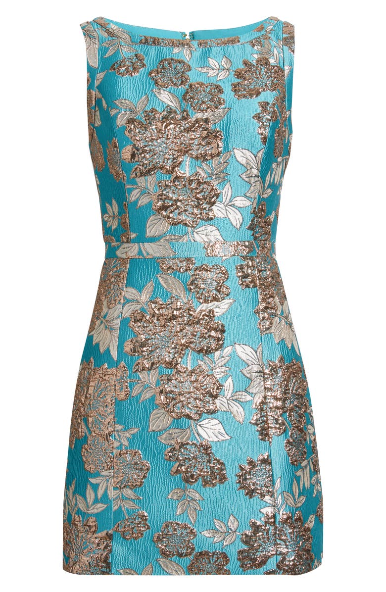 Lilly Pulitzer<sup>®</sup> Caitie Metallic Jacquard Skirted Romper, Alternate, color, Tangier Teal Floral Fling