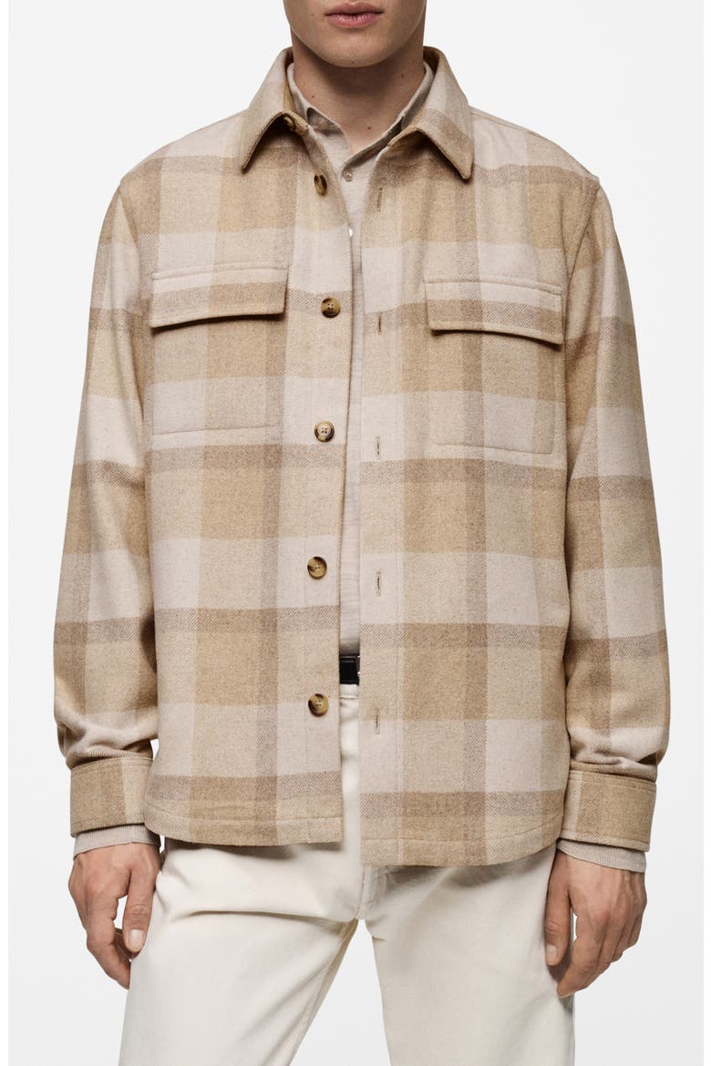 Plaid Button-Up Shirt, Main, color, BEIGE