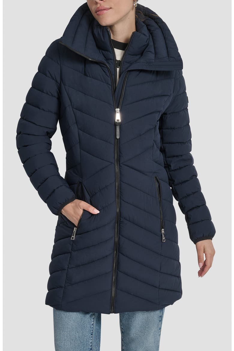 Stretch Packable Coat, Main, color, DARK NAVY