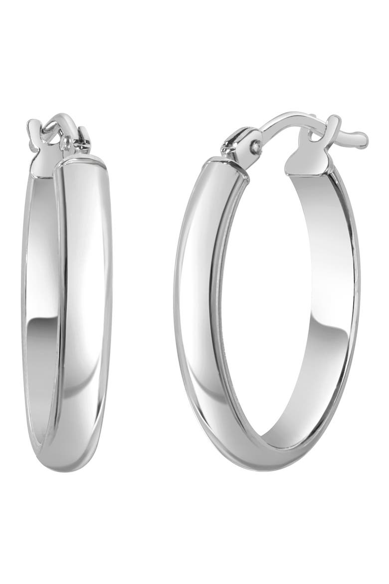 14K Gold Medium Hoop Earrings, Main, color, 14K WHITE GOLD
