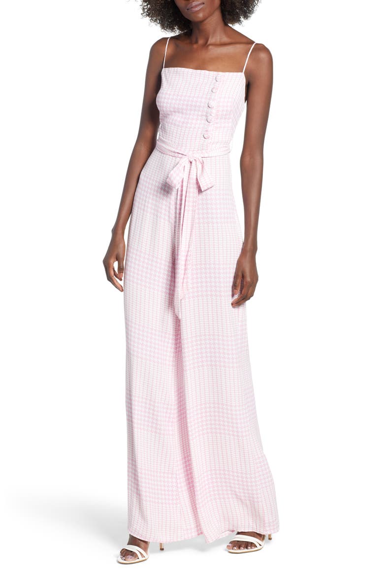 Mel Belted Jumpsuit, Main, color, PINK PLAID