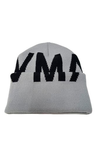 Hvman Logo Knit Beanie In Ghost Grey