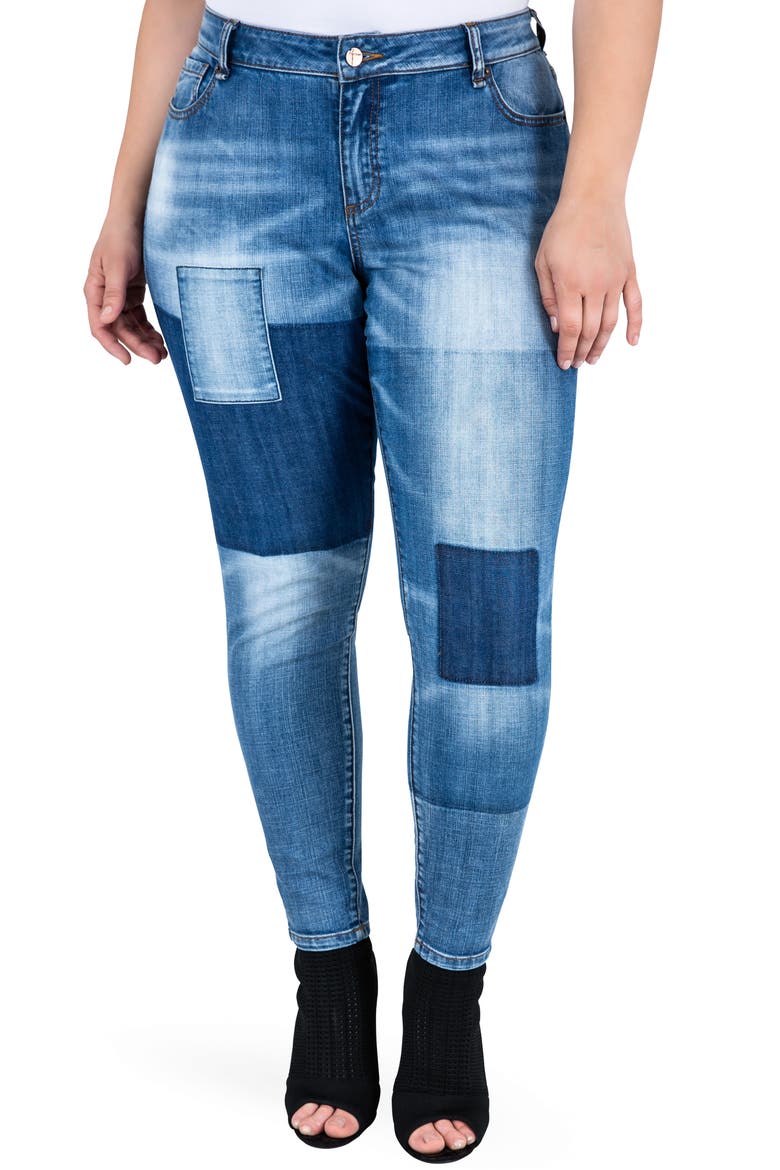 Isabel Colorblock Skinny Jeans, Main, color, PERIWINKLE