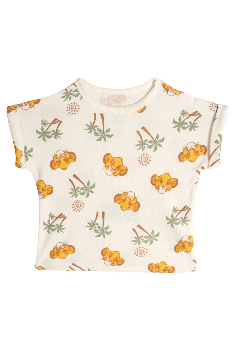 Lion King Simba Baby Boys' French Terry 2-Piece T-Shirt and Shorts Set, Alternate, color, Simba Cream Sage