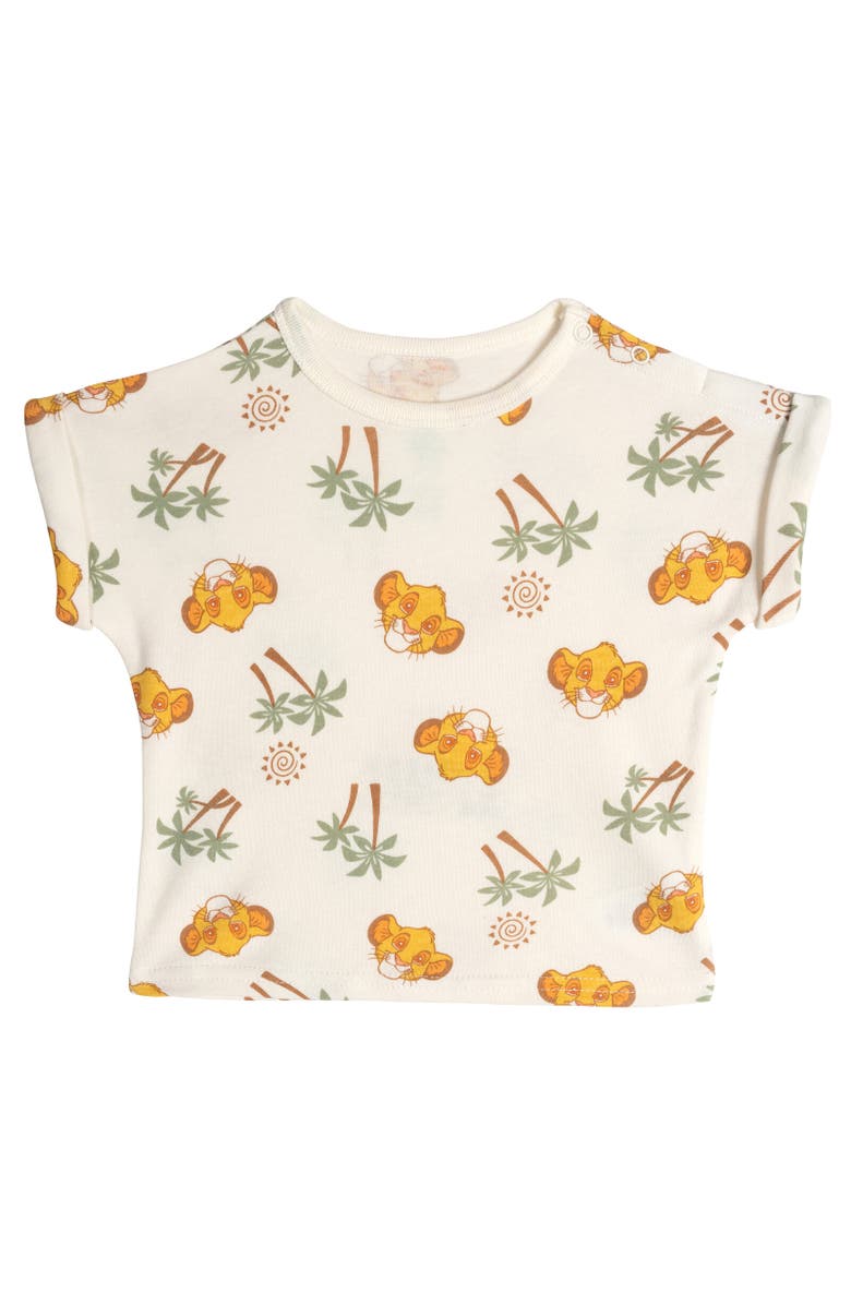 Disney Lion King Simba Baby Boys' French Terry 2-Piece T-Shirt and Shorts Set, Alternate, color, Simba Cream Sage