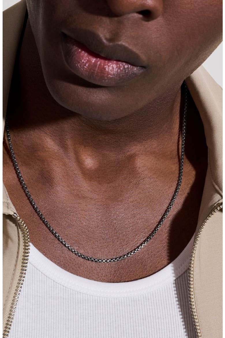 Box Chain Necklace, 2.7mm, Alternate, color, DARK SILVER