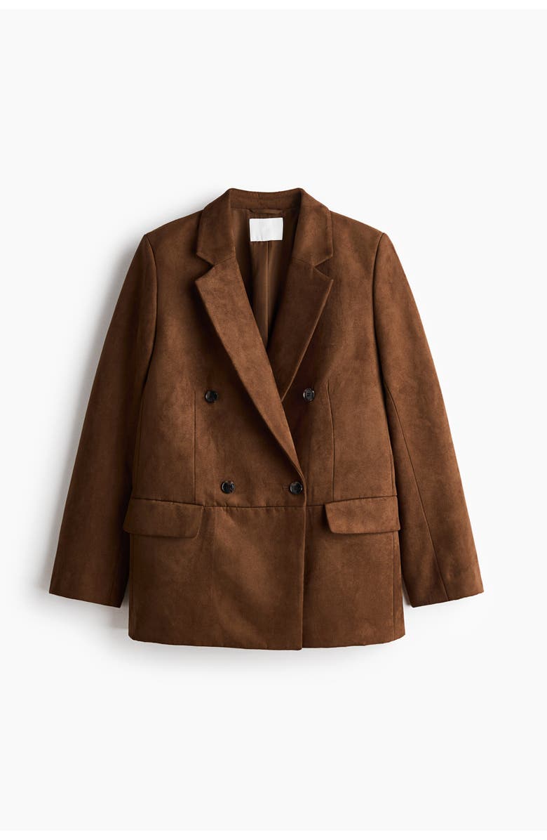H&M Double-breasted Blazer, Alternate, color, Brown