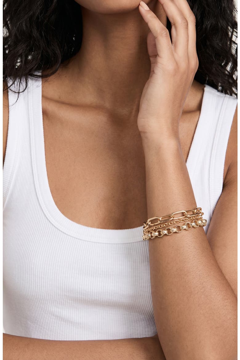 Chunky Layered Chain Bracelet, Alternate, color, GOLD