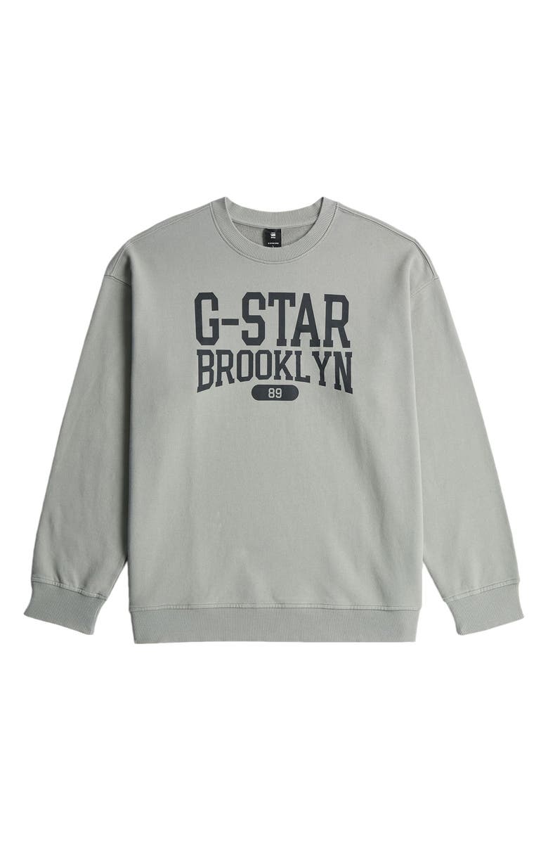 G-STAR Colletiate Relaxed Fit Organic Cotton French Terry Crewneck Sweatshirt, Main, color, Wild Dove