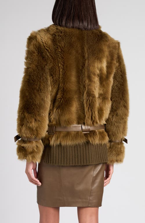 Tom Ford Women Brown Jacket With Adjustable Belt On The Waist In Fur Woman In Green