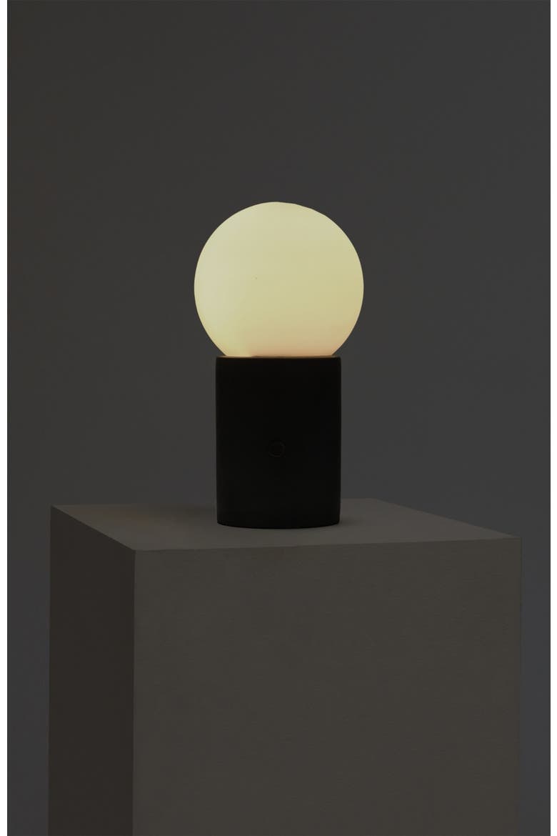 Kai 11" Modern Frosted Glass Orb Table Lamp with USB Charging Port and Built-In 3-Way Dimmer, Alternate, color, Cement Gray