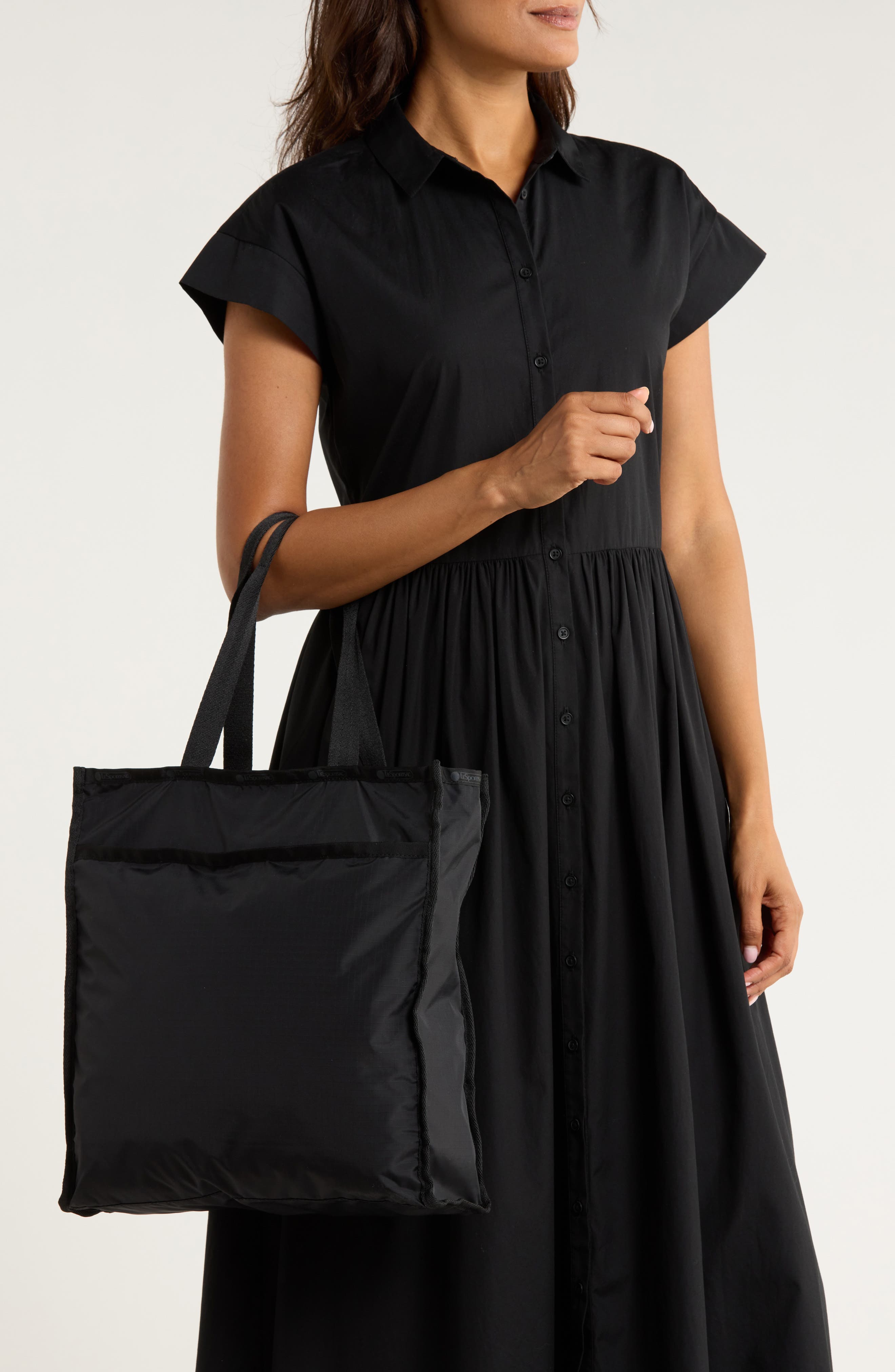 LeSportsac Large Nylon Tote Bag, Alternate, color, Recycled Black