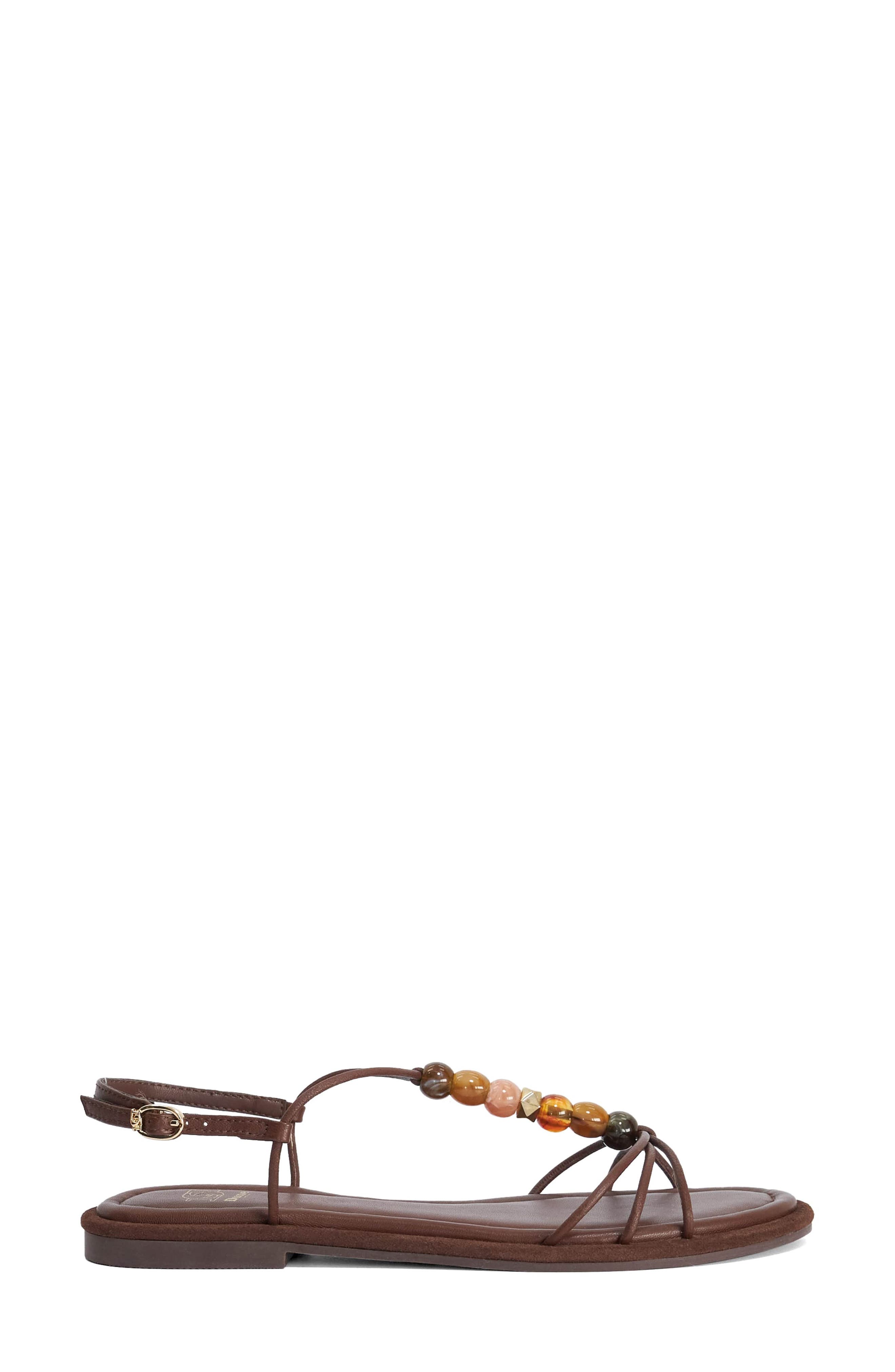 Dune London Lemnos Leather Flat Sandal, Alternate, color, Chocolate