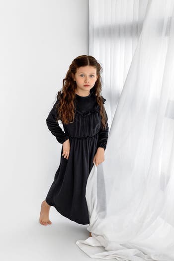 Velour Ruffle Maxi