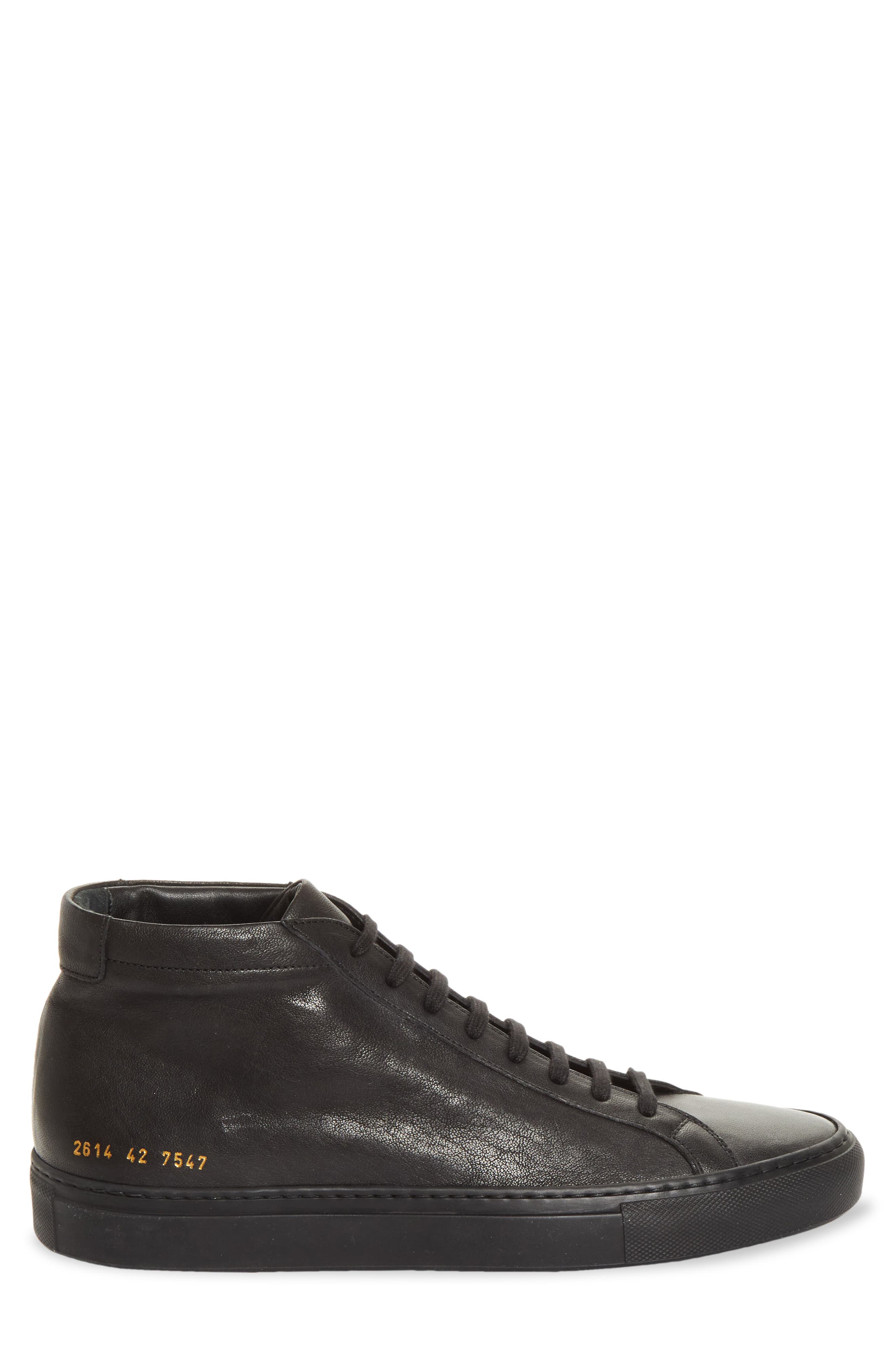 Achilles Mid Premium Leather Sneaker, Alternate, color, BLACK