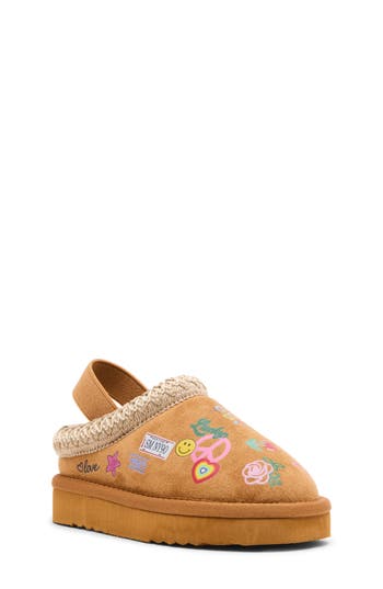 Steve Madden Kids' Jordye Faux Shearling Lined Slingback Clog In Brown