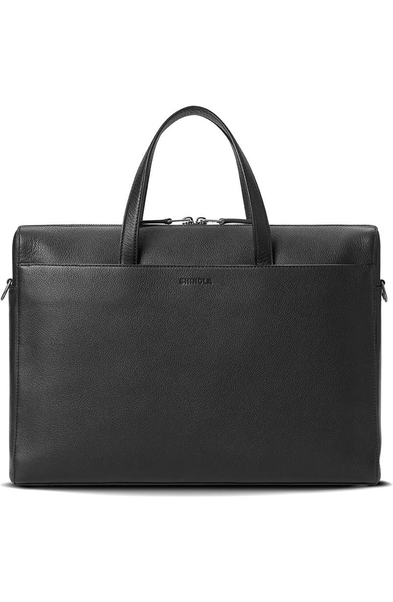 Shinola Canfield Essential Pebbled Leather Briefcase, Main, color, Black