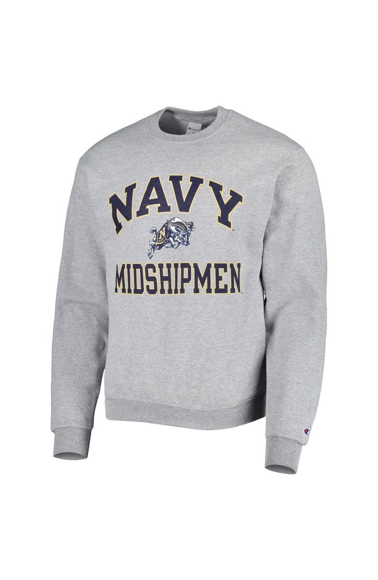 Champion Men's Champion Heather Gray Navy Midshipmen High Motor Pullover Sweatshirt, Alternate, color, Heather Gray