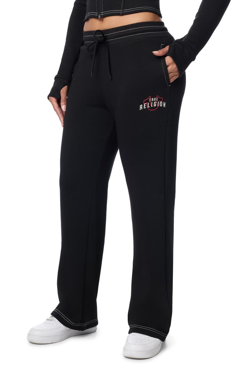 Straight Leg Fleece Pants, Alternate, color, JET BLACK