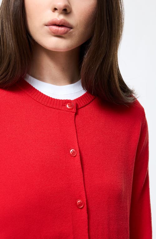 French Connection Crop Cardigan In Red