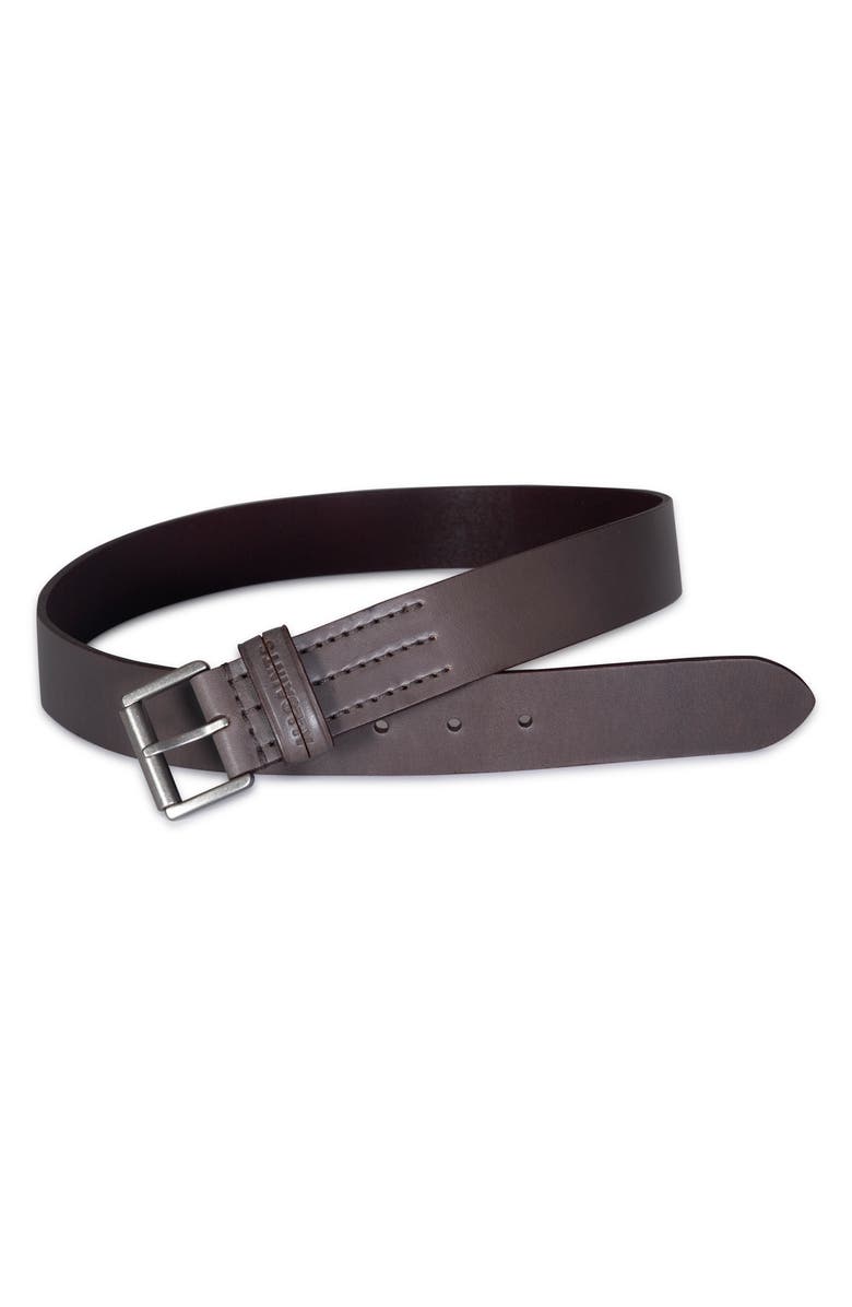 AllSaints Split Loop Leather Belt, Main, color, Grey