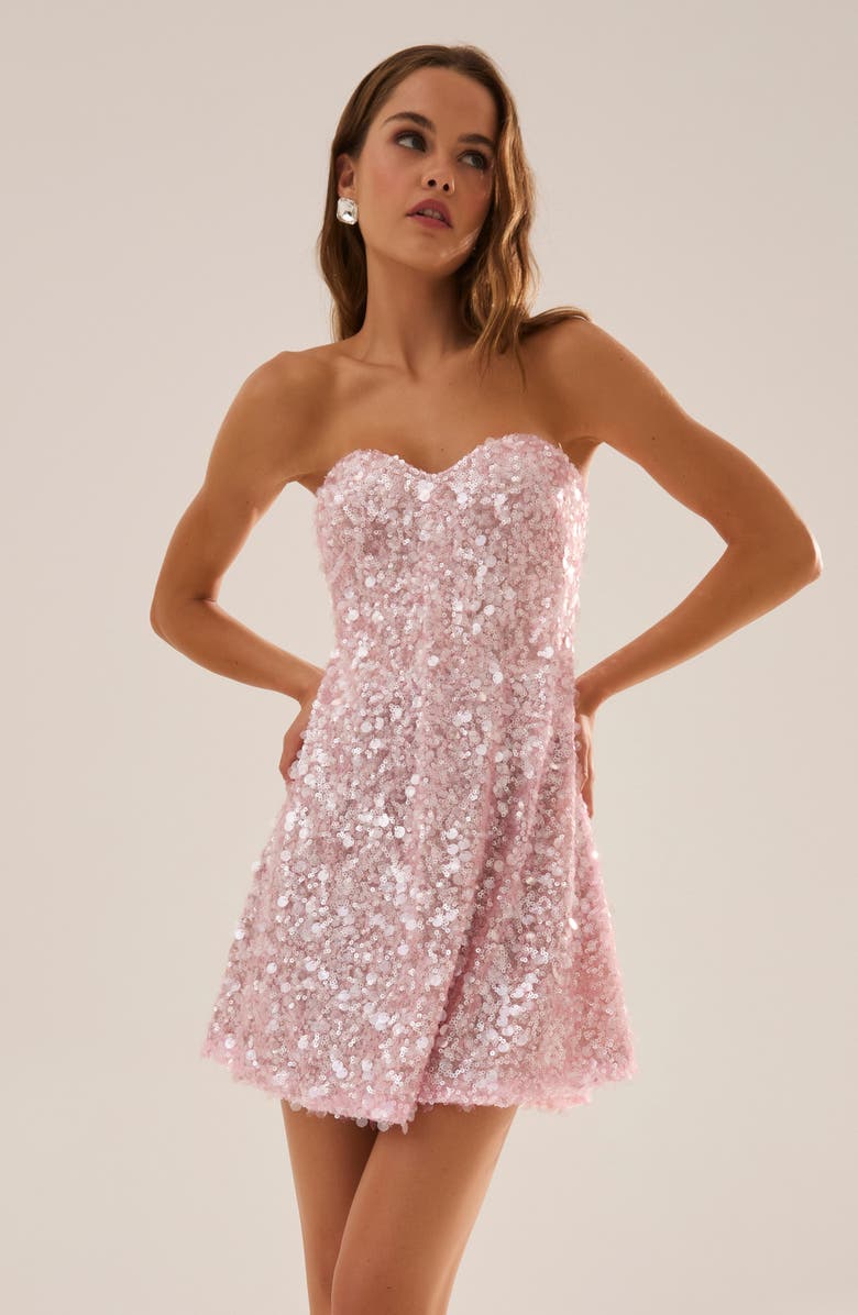 HELSI Mimi Sequin Strapless Minidress, Alternate, color, Baby Pink