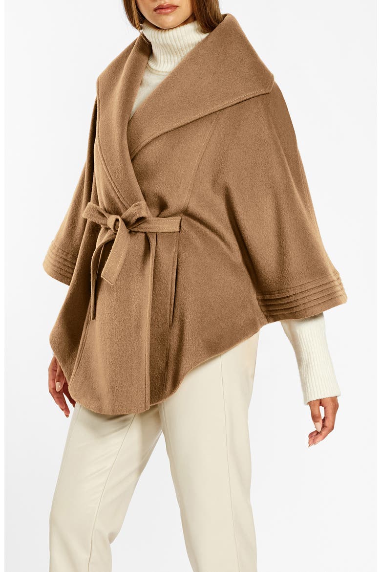 Baby Alpaca & Wool Cape, Alternate, color, BROWN
