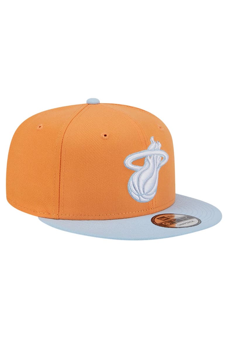 Men's New Era Orange/Light Blue Miami Heat 2-Tone Color Pack 9FIFTY Snapback Hat, Alternate, color, Orange