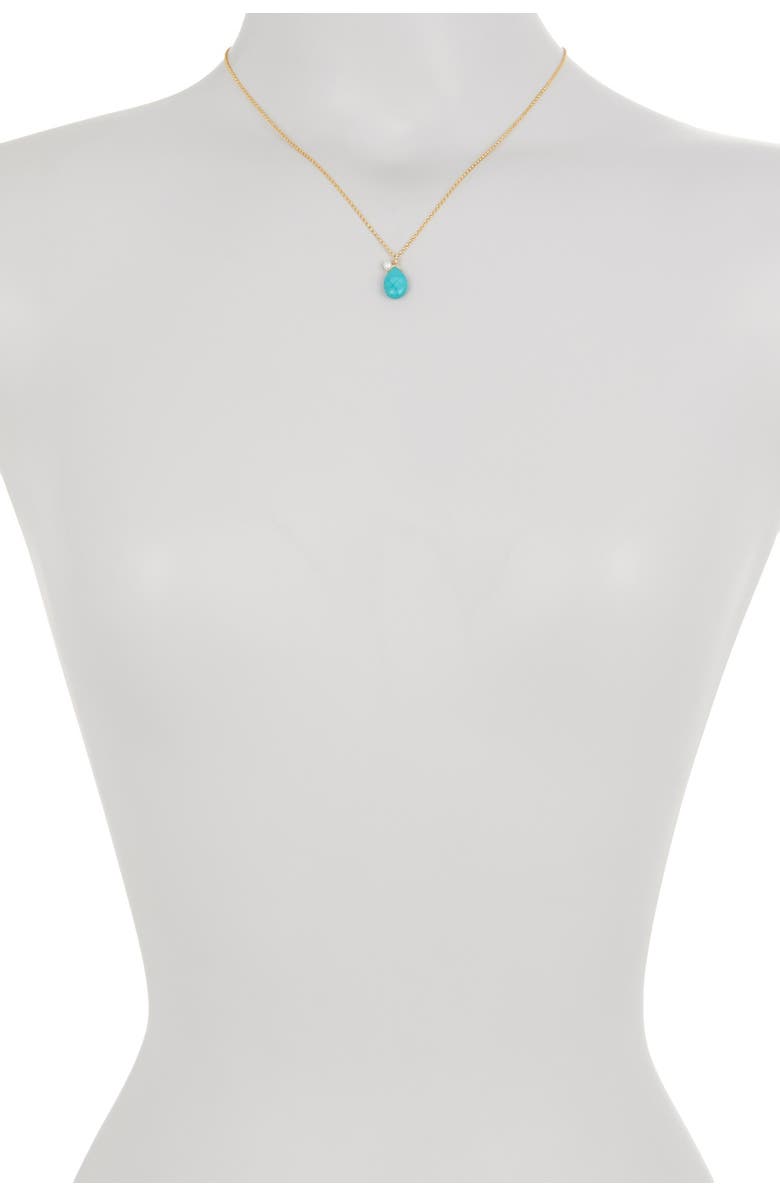 CANDELA JEWELRY 14K Gold Vermeil Turquoise & 3.5mm Freshwater Pearl Drop Necklace, Alternate, color, 