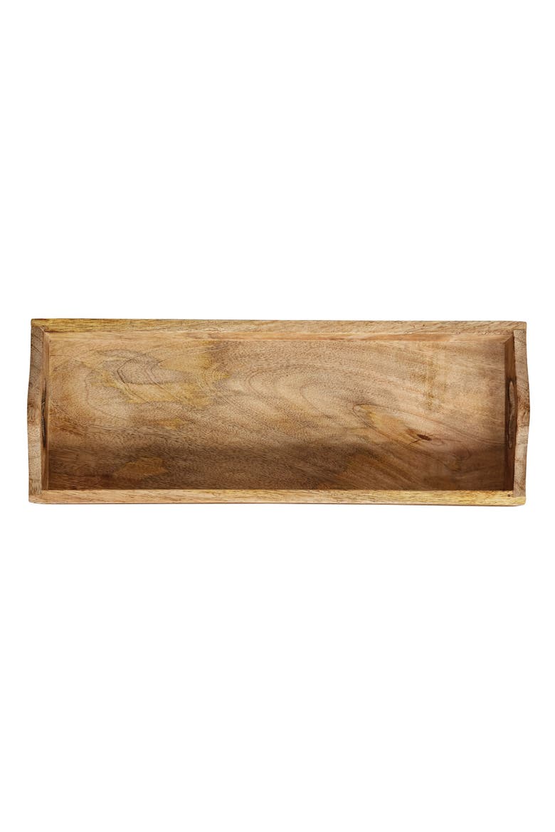 Rectangle Mango Wood Trays, Set of 2, Alternate, color, Brown