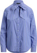 Lauren Ralph Lauren Stripe Cotton Button-Up Shirt with Removable Tie