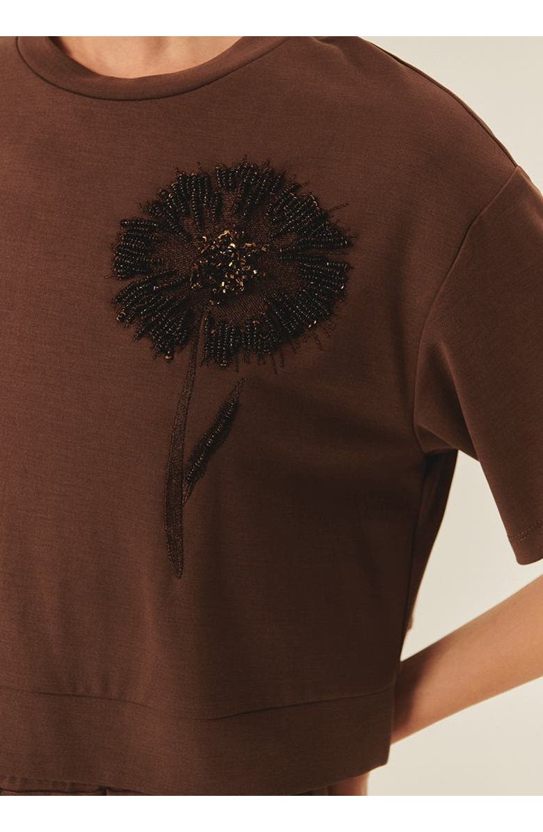 Exquise Brynn T-Shirt  Chic Casual Gem-Detail Tee, Alternate, color, Brown
