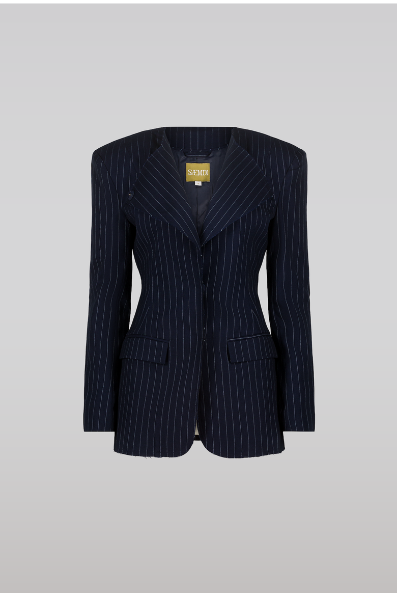 Pinstripe Suit Jacket, Alternate, color, Navy