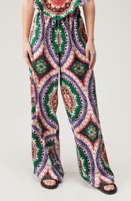 NASTY GAL Boho Print Wide Leg Satin Pants