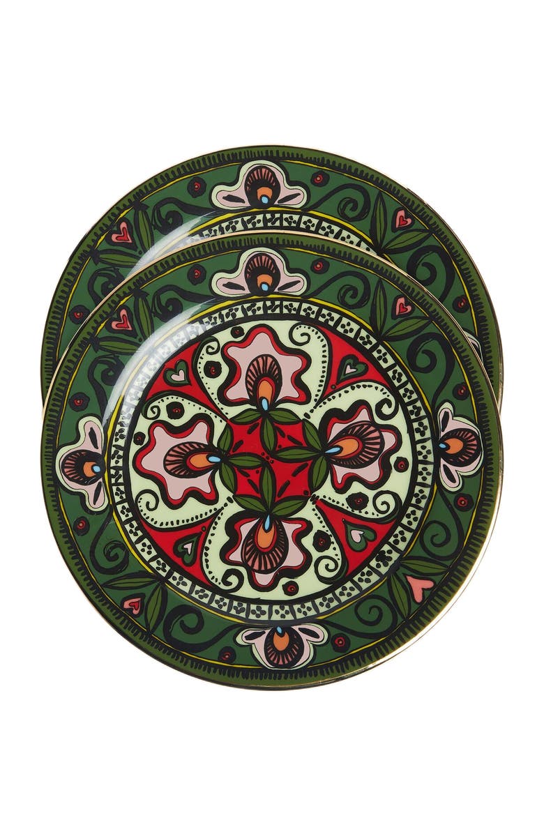 La DoubleJ Dessert Plates Set Of 2 Abundance Dark Green, Alternate, color, Abundance Dark Green