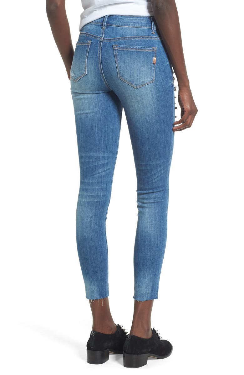 1822 Denim Pearl Detail Skinny Jeans, Alternate, color, 