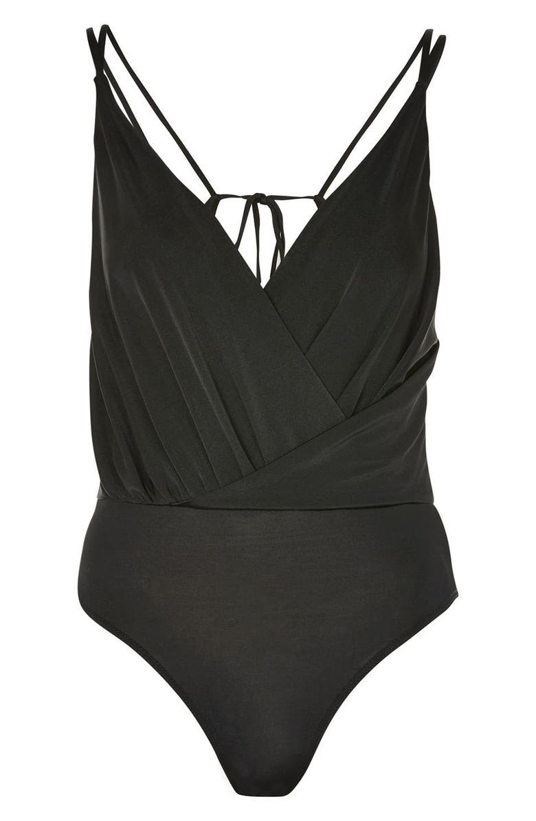 Topshop Strappy Wrap Bodysuit, Alternate, color, 