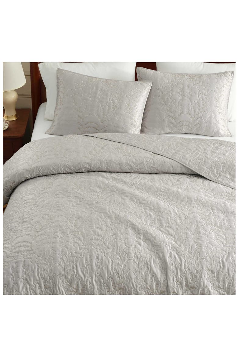 Fern Embroidered Quilt Set, Alternate, color, CHINCHILLA GREY