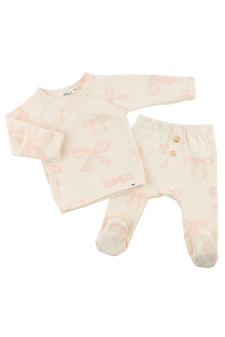 Big Bows Pink Wrap Top Set, Alternate, color, Milk