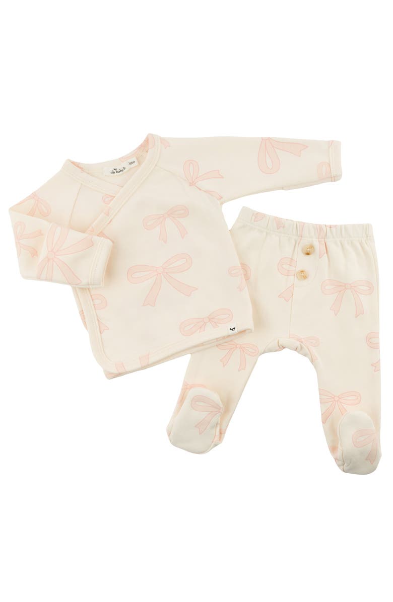 oh baby! Big Bows Pink Wrap Top Set, Alternate, color,