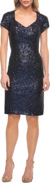 La Femme Sequin Sheath Dress