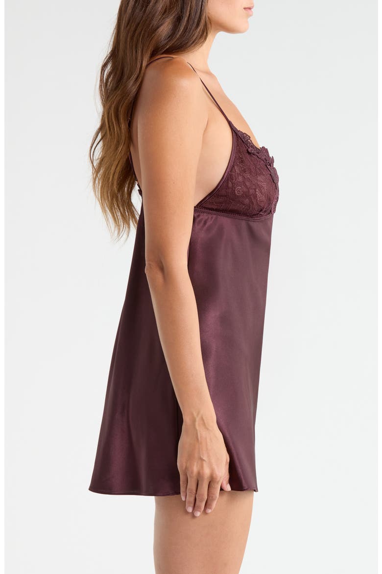 Maddie Satin Chemise, Alternate, color, CHOCOLATE