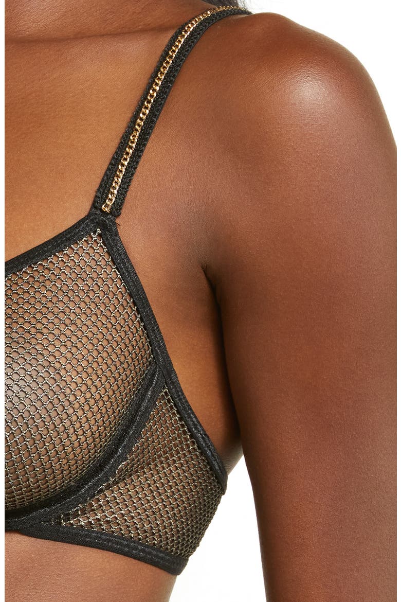 Shimmery Fishnet Thong & Garter Belt Set, Alternate, color, BLACK