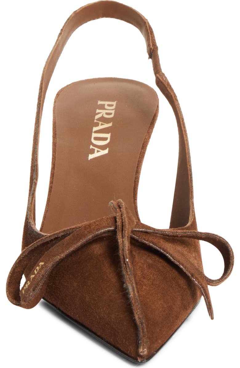 Prada Exposed Seam Kitten Heel Slingback Pump, Alternate, color, Cacao