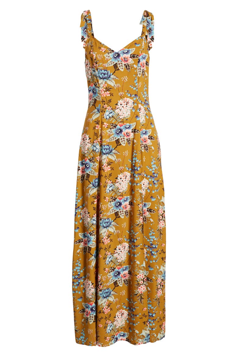 Floral Tie Strap Maxi Dress, Alternate, color, BROWN BRONZE KRISTA FLORAL