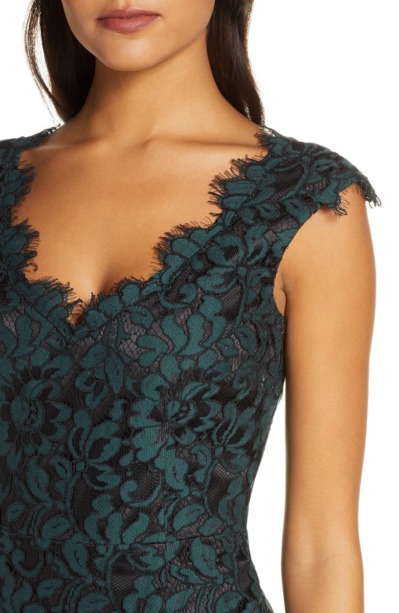 Eliza J Floral Lace V-Neck Sheath Dress, Alternate, color, 