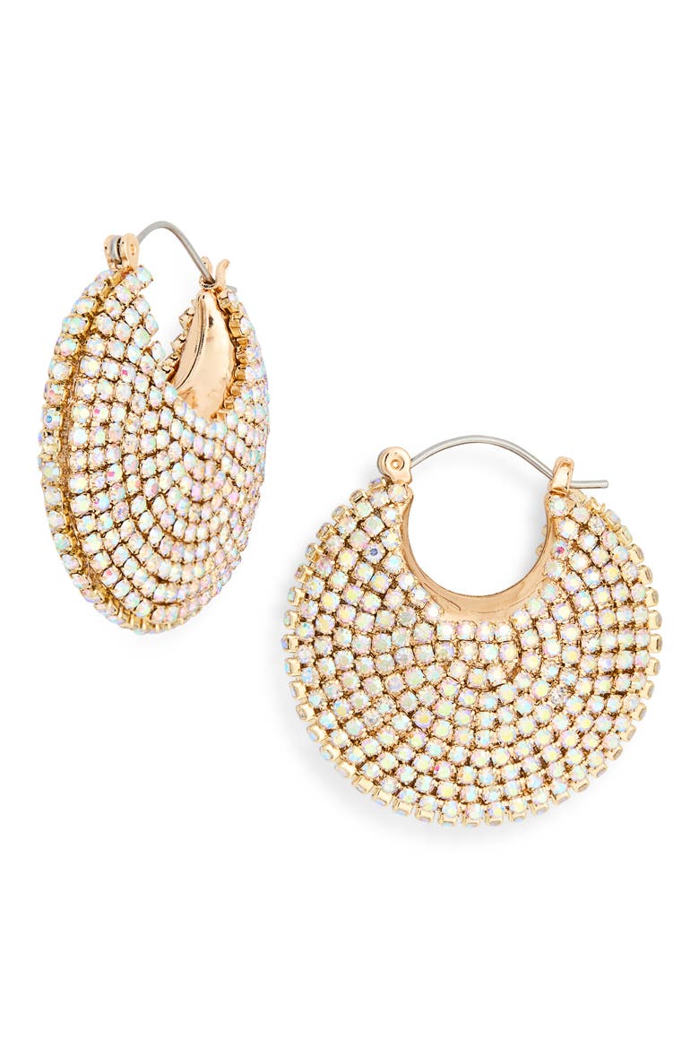 Stone Pavé Hoop Earrings, Main, color, GOLD
