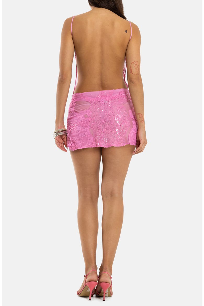 Lace Mix Minidress, Alternate, color, PINK
