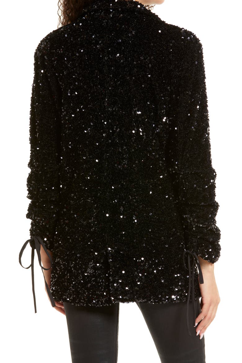 Sequin Ruched Sleeve Blazer, Alternate, color, BREAK THE BANK