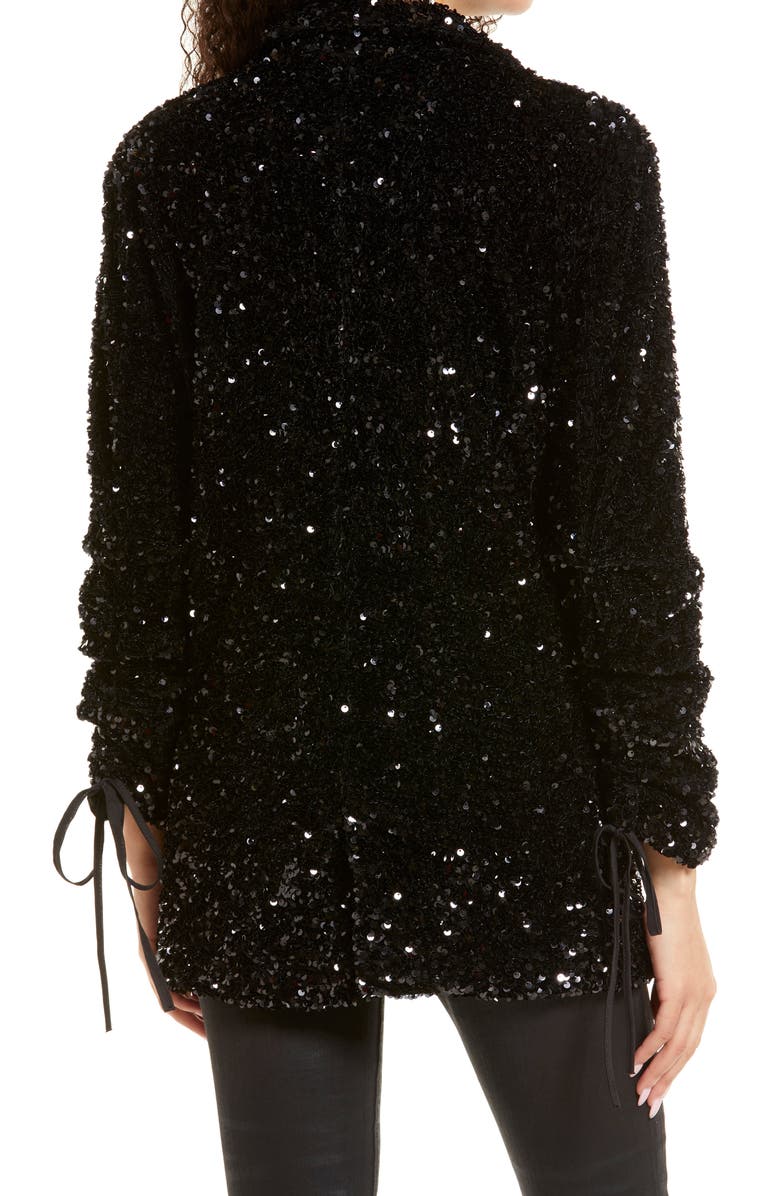 BLANKNYC Sequin Ruched Sleeve Blazer, Alternate, color,